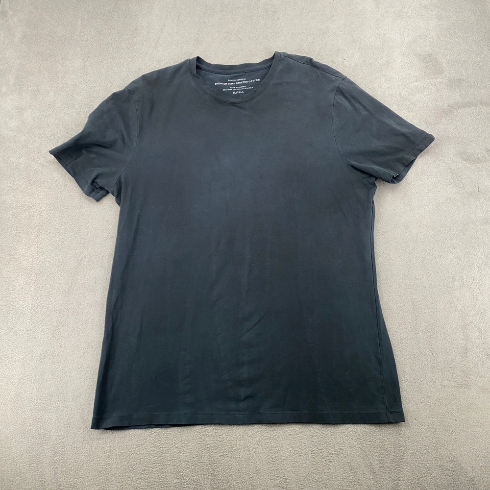 Banana Republic Premium Pima Stretch Cotton T-Shirt Black XL Tall Mens Short Slv